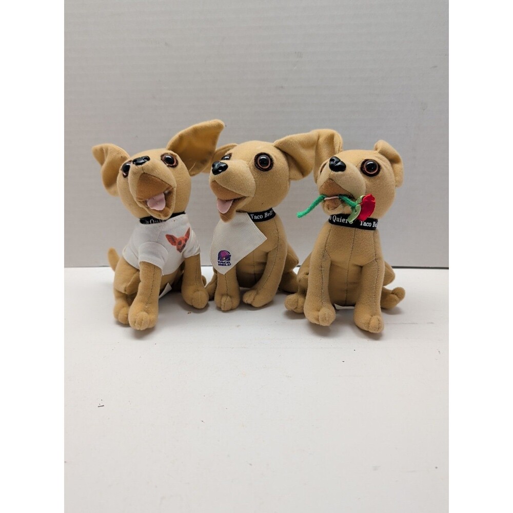 Vintage Yo Quiero Taco Bell Chihuahua Plush Dog Toy Lot Of 3
